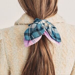 LOT 2 Loveshackfancy 🎀 Ireland Hillside Plaid Scrunchie Set Purple Pink + Blue